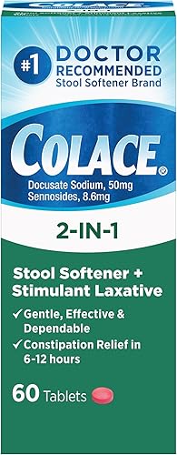 Miniatura 2 de Colace Suavizante de heces 2 en 1 más estimulante laxante para alivio del estreñimiento suave y eficaz y suavizante de heces transparente, cápsulas