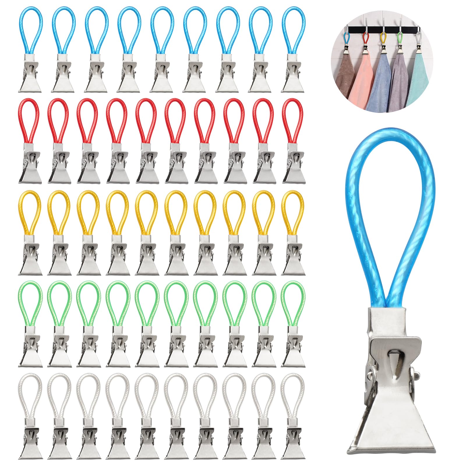 Clip Per Asciugamani RUIJIE® - Set Da 8 Con Corda Di Cotone E Distanziatori Di Plastica - Foto 3