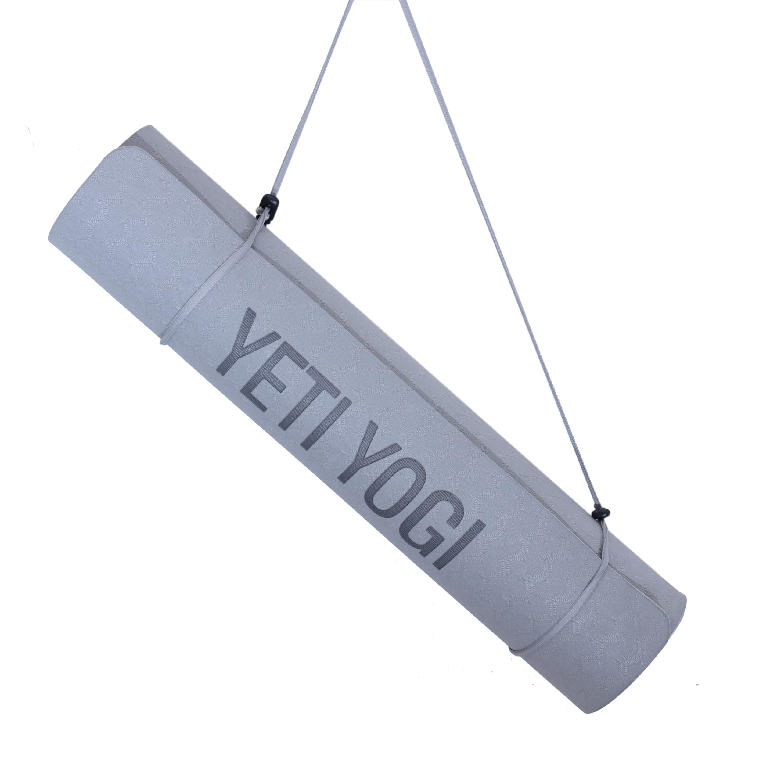 YETI YOGI Yoga Mats for Women and Men TPE Material with Carrying Strap, 6 mm Extra Thick Exercise Mats for Workout, Yoga, Fitness, Exercise Mat Anti Slip Yoga Mats (Grey)-image-48