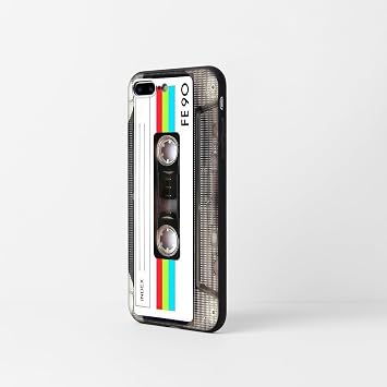 iPhone 7 Plus用かわいい電話ケース、レトロなカセットテープデザインiPhone 8 Plusケース、ソフトタッチTPU耐衝撃カバー、女の子、男の子、男性、女性用。
