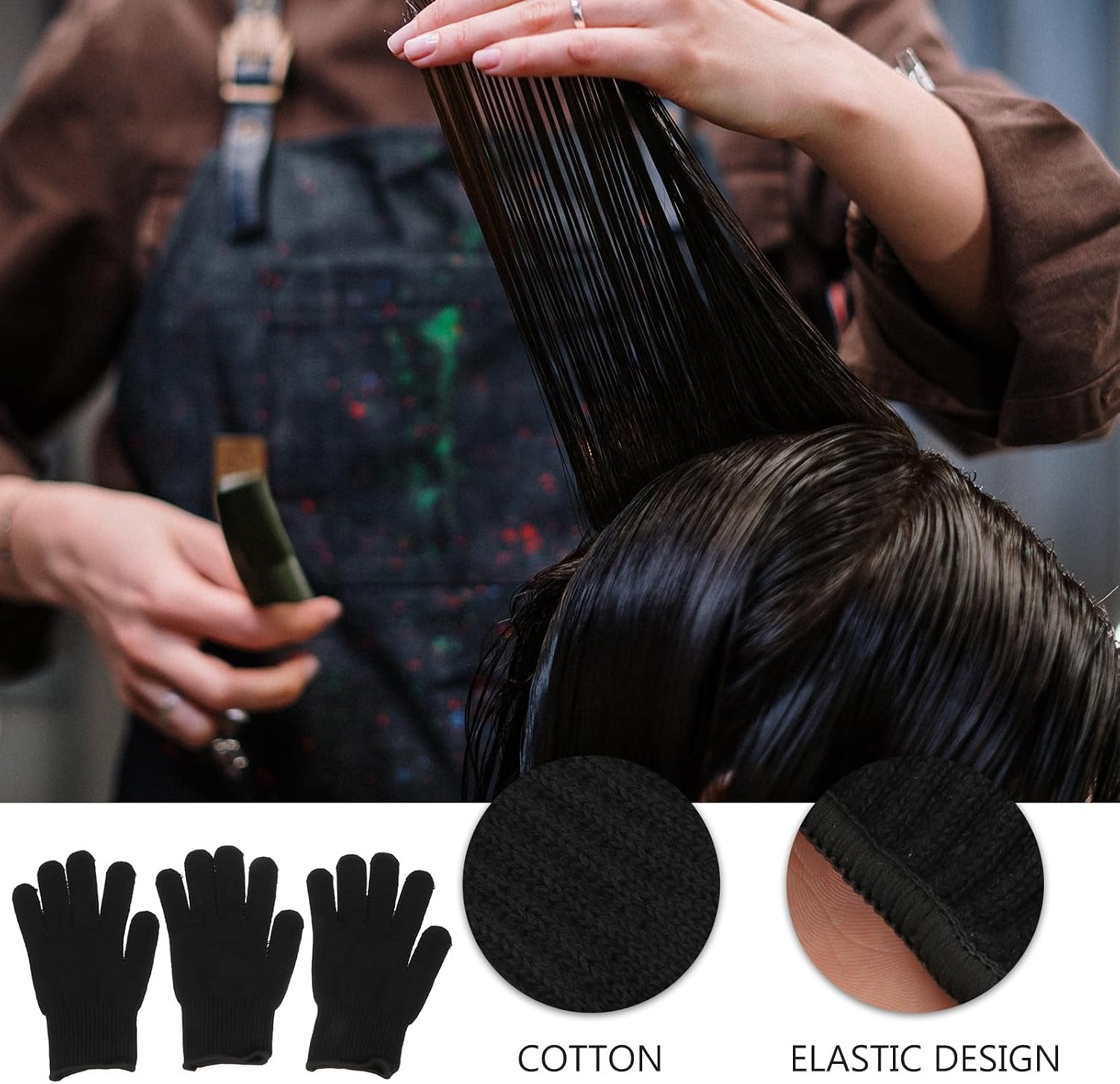 SEWACC 3pcs Heat Proof Hair Curler Protective Gloves, High Temperature Resistant to 200°c, Black Thermal Styling Gloves for Hair Straightener and Curling Iron Use
