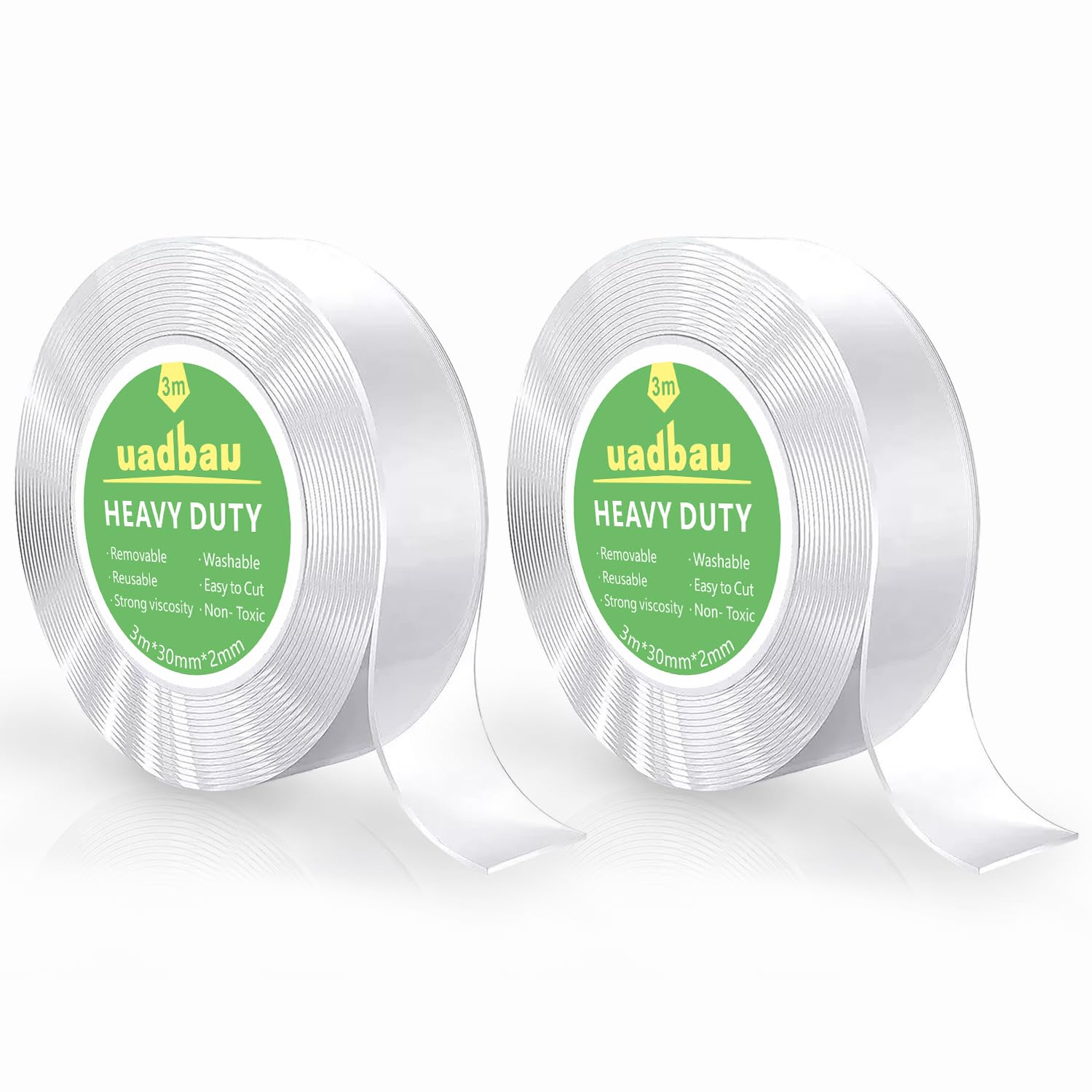 Double Sided Tape Heavy Duty – 2 Rolls Nano Tape 1.18in x 10ft, Strong Clear Two Sided Adhesive for Walls, Mounting Posters, Wall