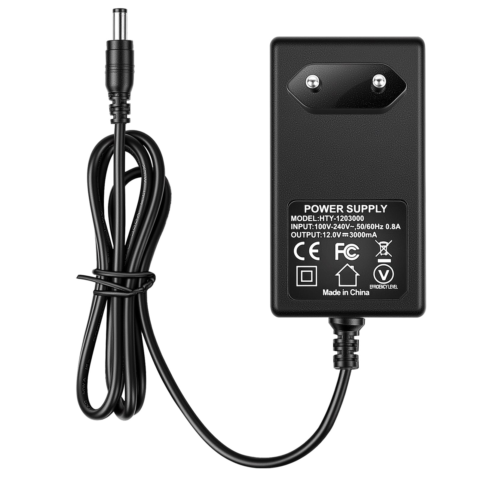Alimentatore 36W 12V 3A – Spina UE – Convertitore AC/DC – 5,5 mm x 2,1 mm – per Strisce LED, Telecamere di Sorveglianza, DVR, Router, Amplificatori Audio – Protezione da Sovraccarico
