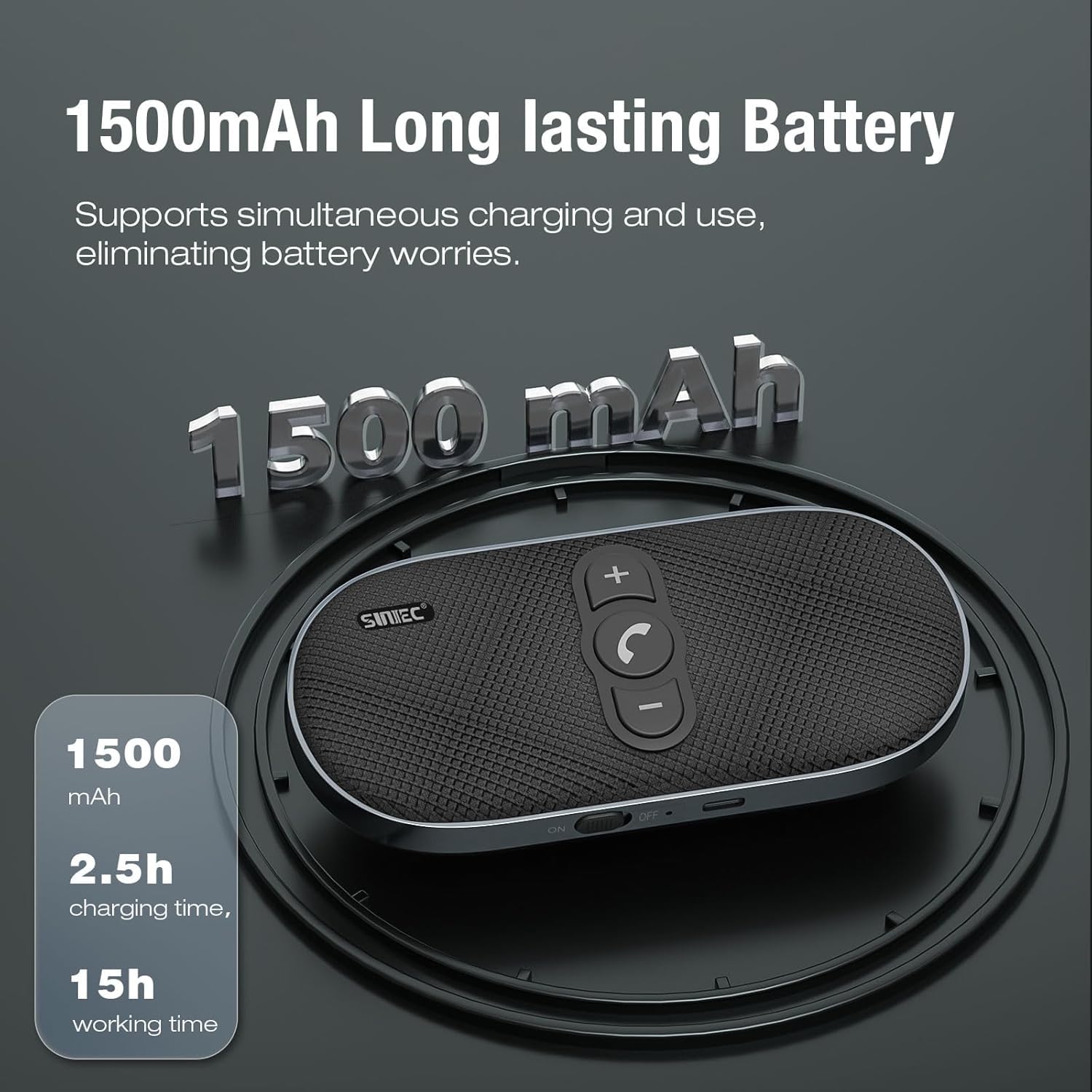 Kit vivavoce per auto Bluetooth: altoparlante vivavoce Bluetooth da 6 W per telefono cellulare funziona su furgoni e camion, doppio microfono, supporto per Siri Voice Assistant, kit vivavoce BC990G