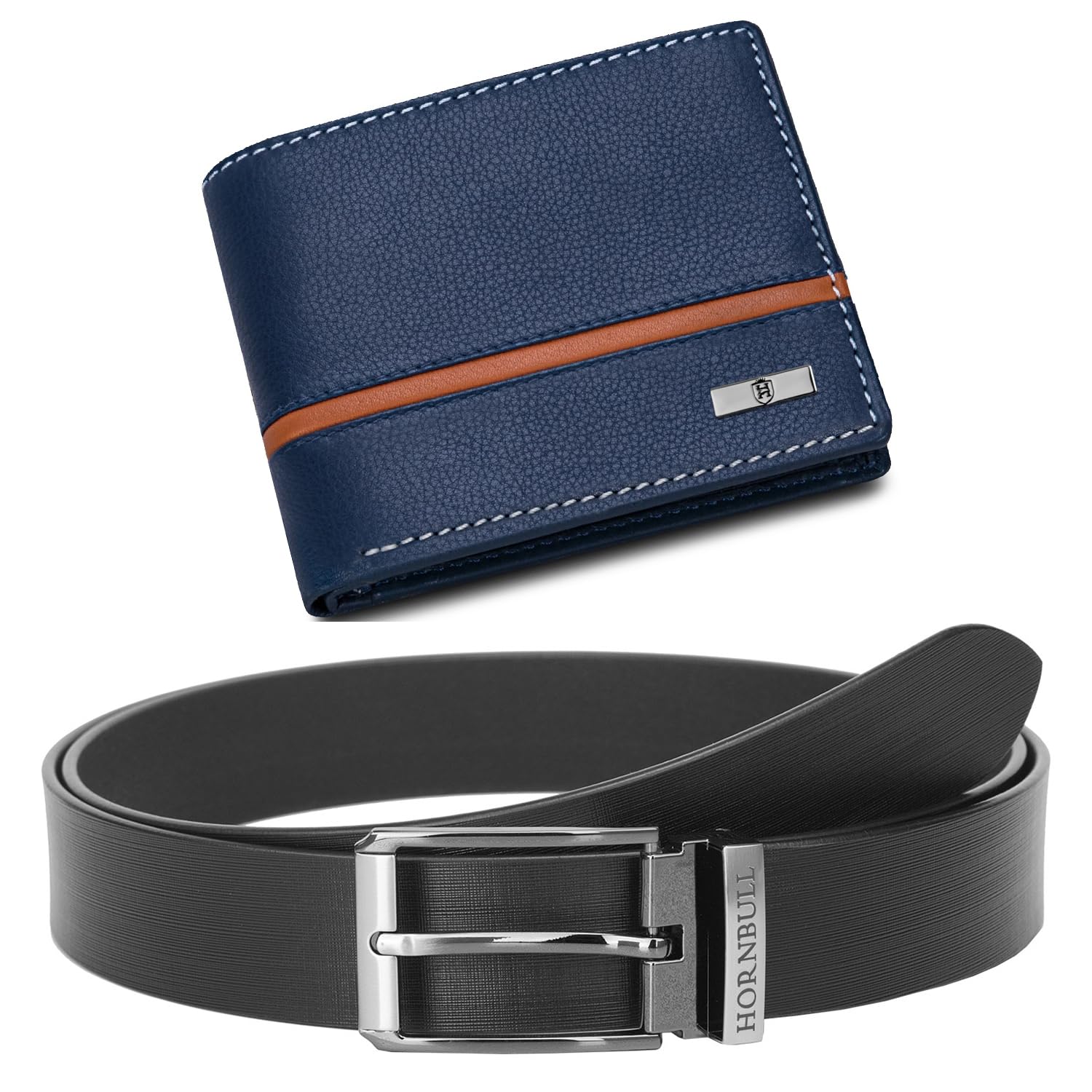 HORNBULL Denial Leather Combo Gift For Men | Wallets Men With Rfid Blocking | Mens Wallet (Bw104150),blue