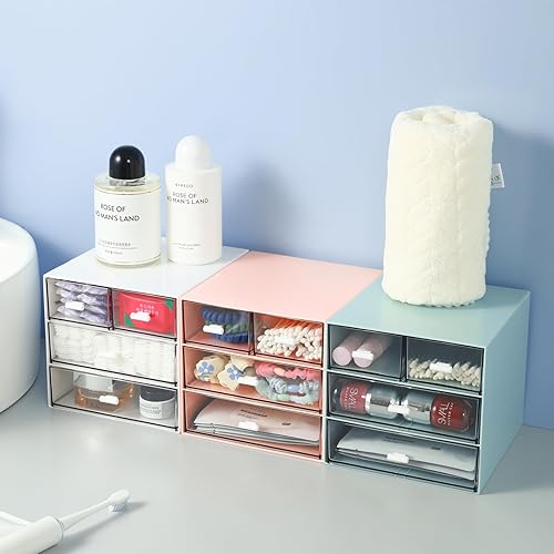 Miniatura 6 de MILULUGO Organizador de maquillaje con 4 cajones, organizador de escritorio, caja de almacenamiento de cosméticos para esmalte de uñas, lápiz