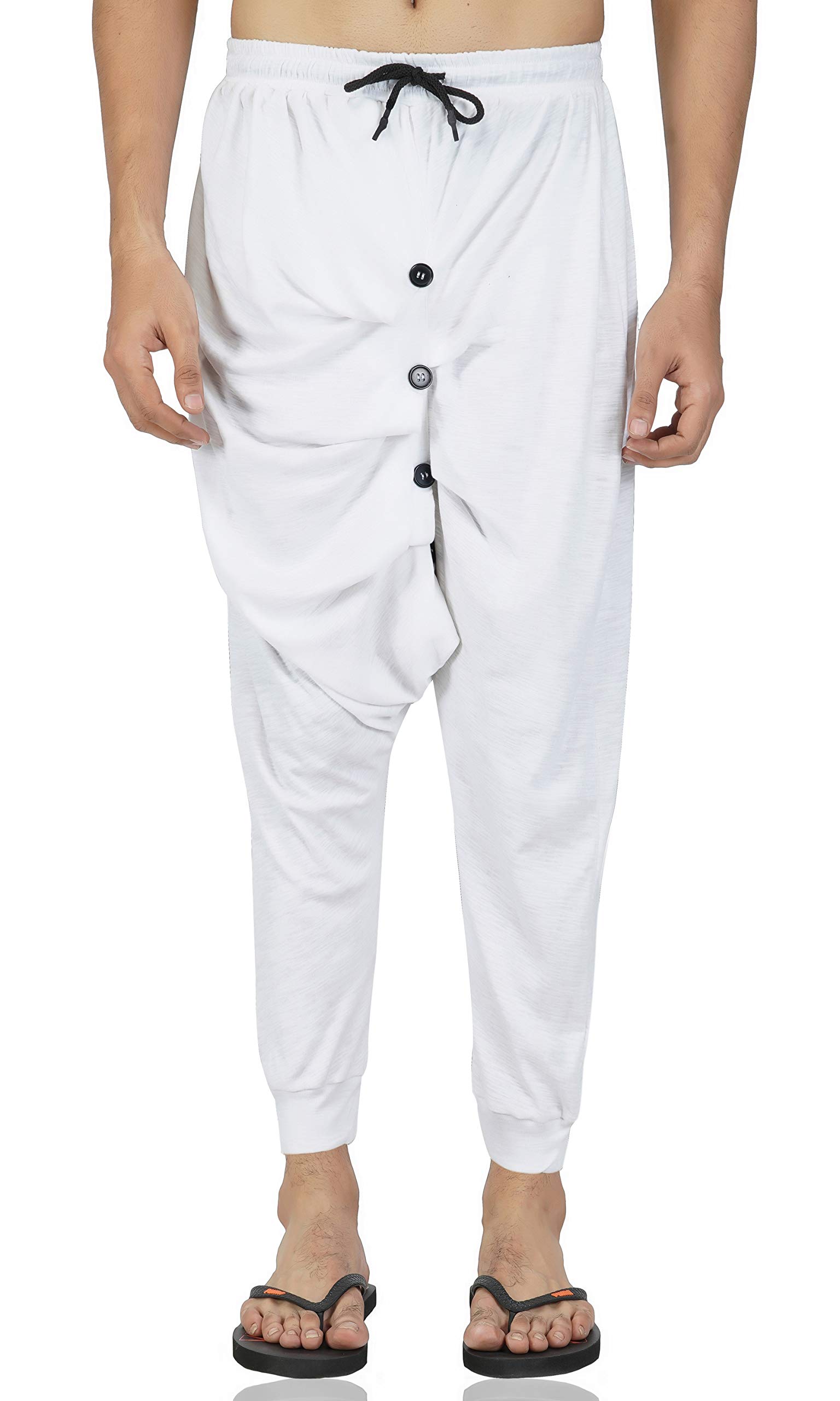Lucky Bird Men's Slub Regular Fit Casual Stylish Harem Pants/Dhoti Pant for Men
