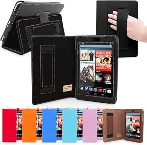 Snugg Nexus 7 (2012) Case, Black Leather Smart Case Cover Google Nexus 7 (2012) Protective Flip Stand Cover with Auto Wake/Sleep
