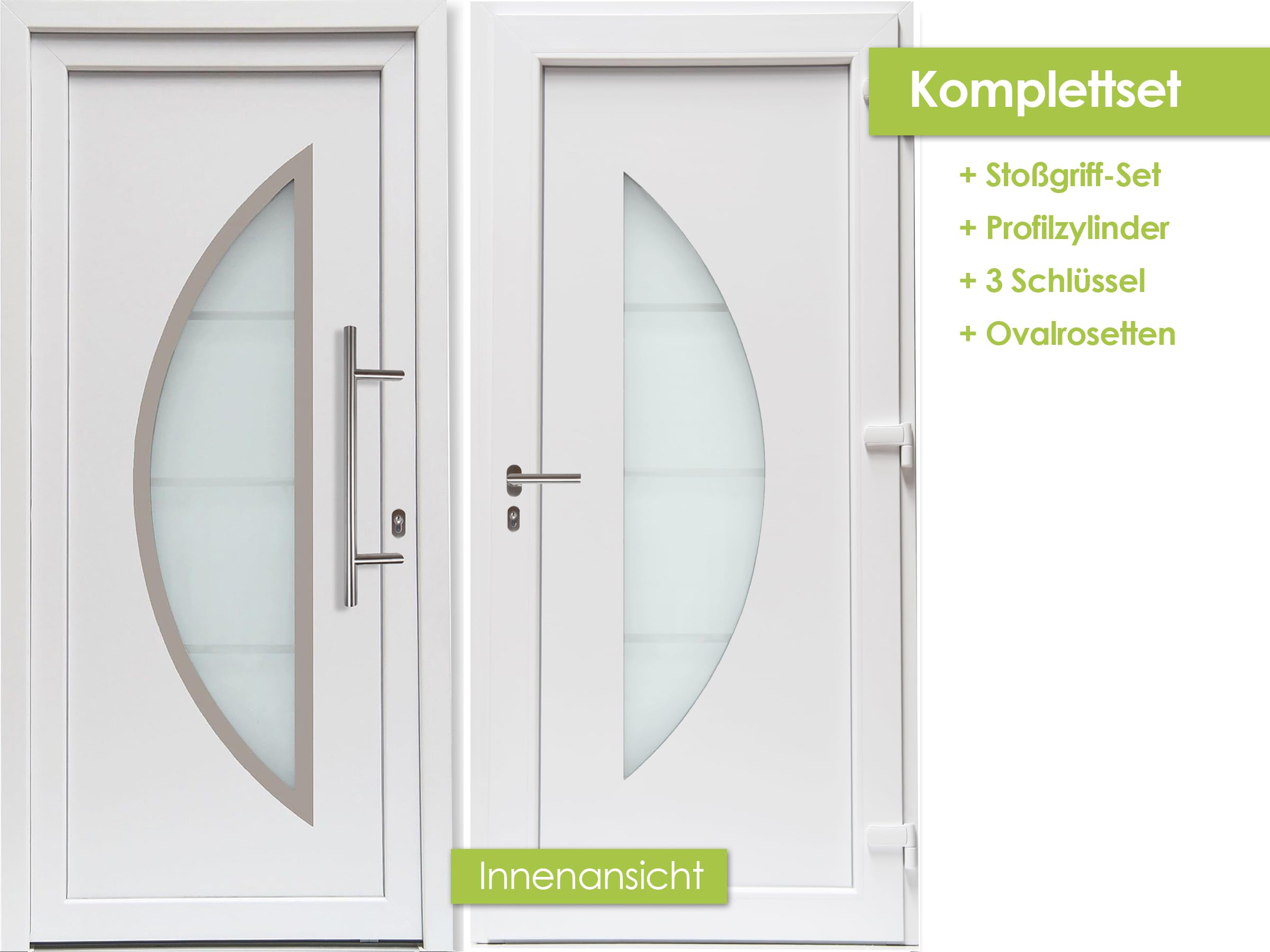 Kunststoff Haustür nach Maß Kellertür Ramos Size weiß DIN links nach außen öffnend mit Stoßgriff-Set