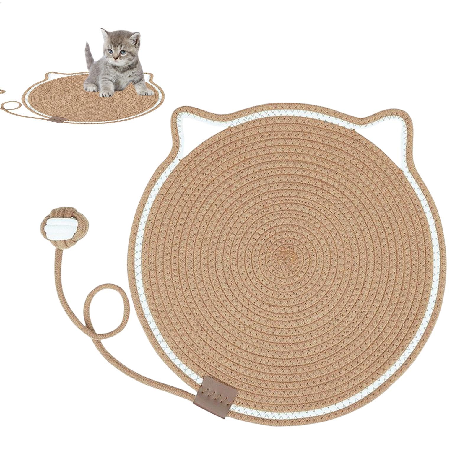 Canapés abîmés ? Solution tapis griffoir rond pour chat et lit de repos