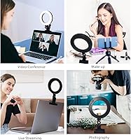 Vista 3 de Anillo de luz de 6.3 pulgadas con soporte de abrazadera para laptop, luz de cámara web con 3 modos de luz y 10 niveles regulables para computadora