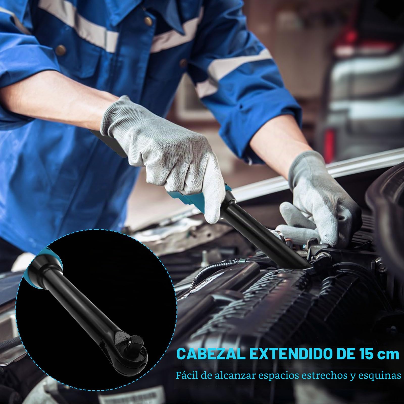 Llave de trinquete inalámbrica para batería Makita de 18 V, llave de trinquete eléctrica extendida de 16 cm de largo, herramienta eléctrica con luz LED, 600 RPM, 80 N.m