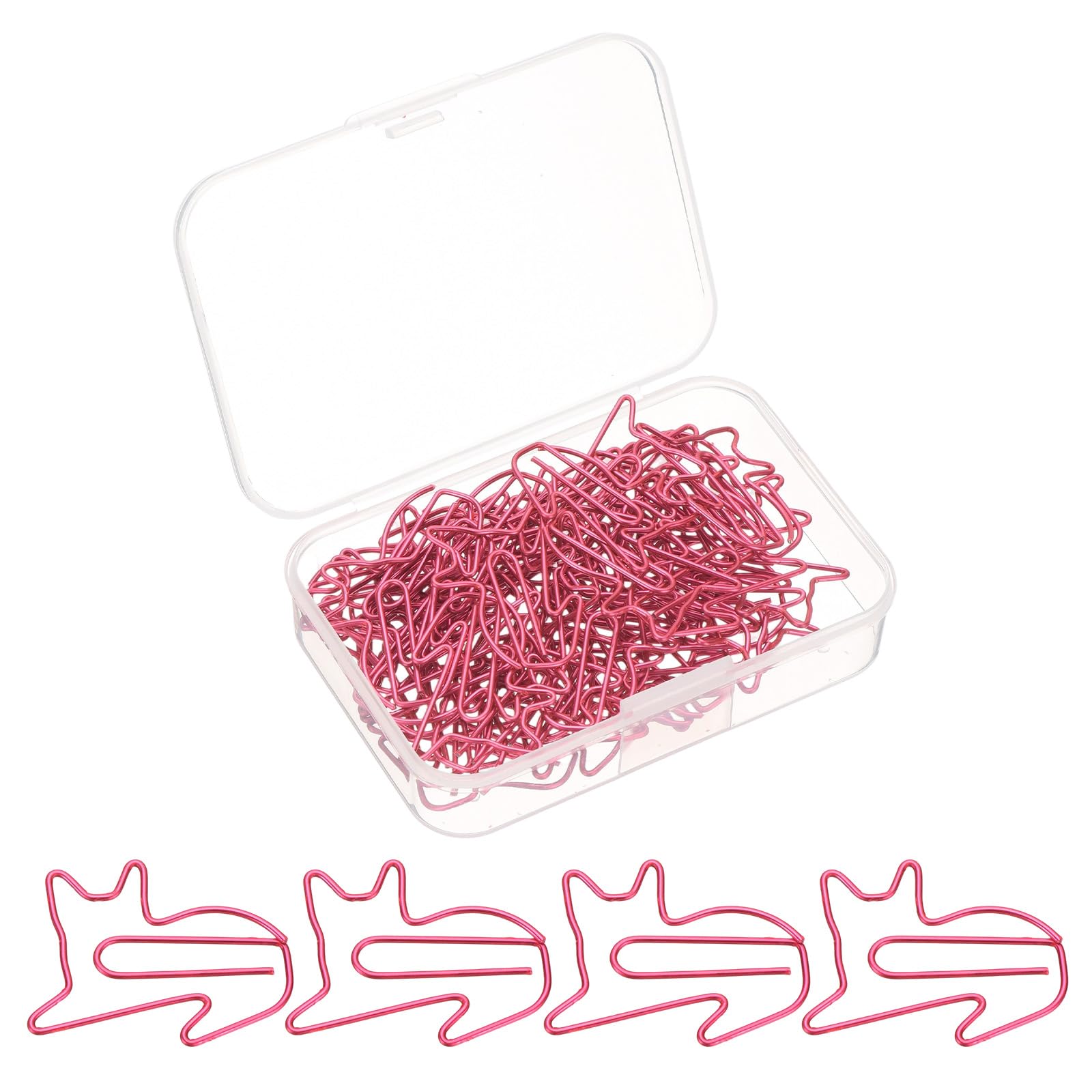 PATIKIL 50pcs Paper Clip, Cat Shape Paper Clip Small Cute Rust-Proof Metal Strong Durable Bulk for Office Home, 32mm, Pink