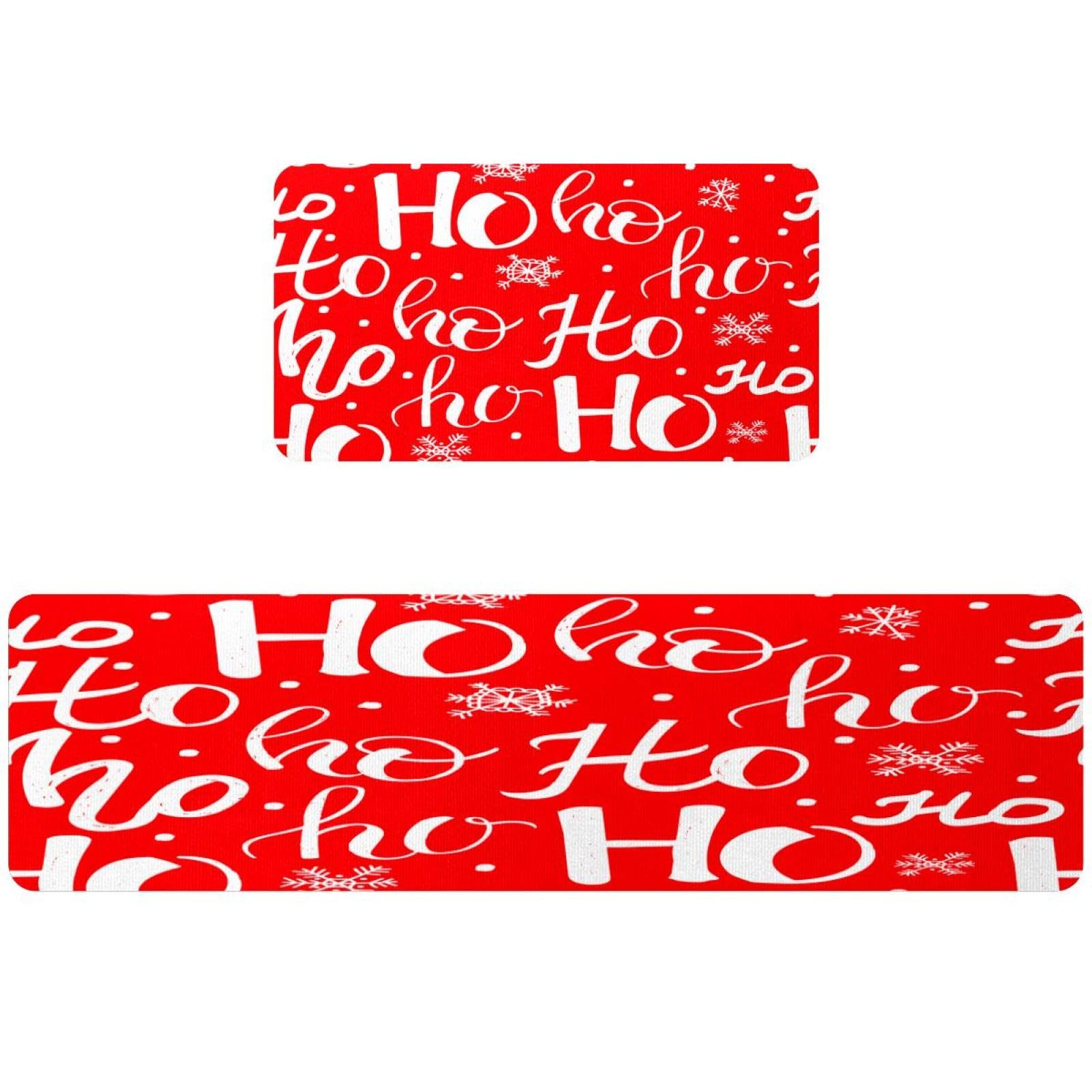 Tapis de cuisine antidérapants lot de 2 lavables et absorbants rouge Ho motif flocon