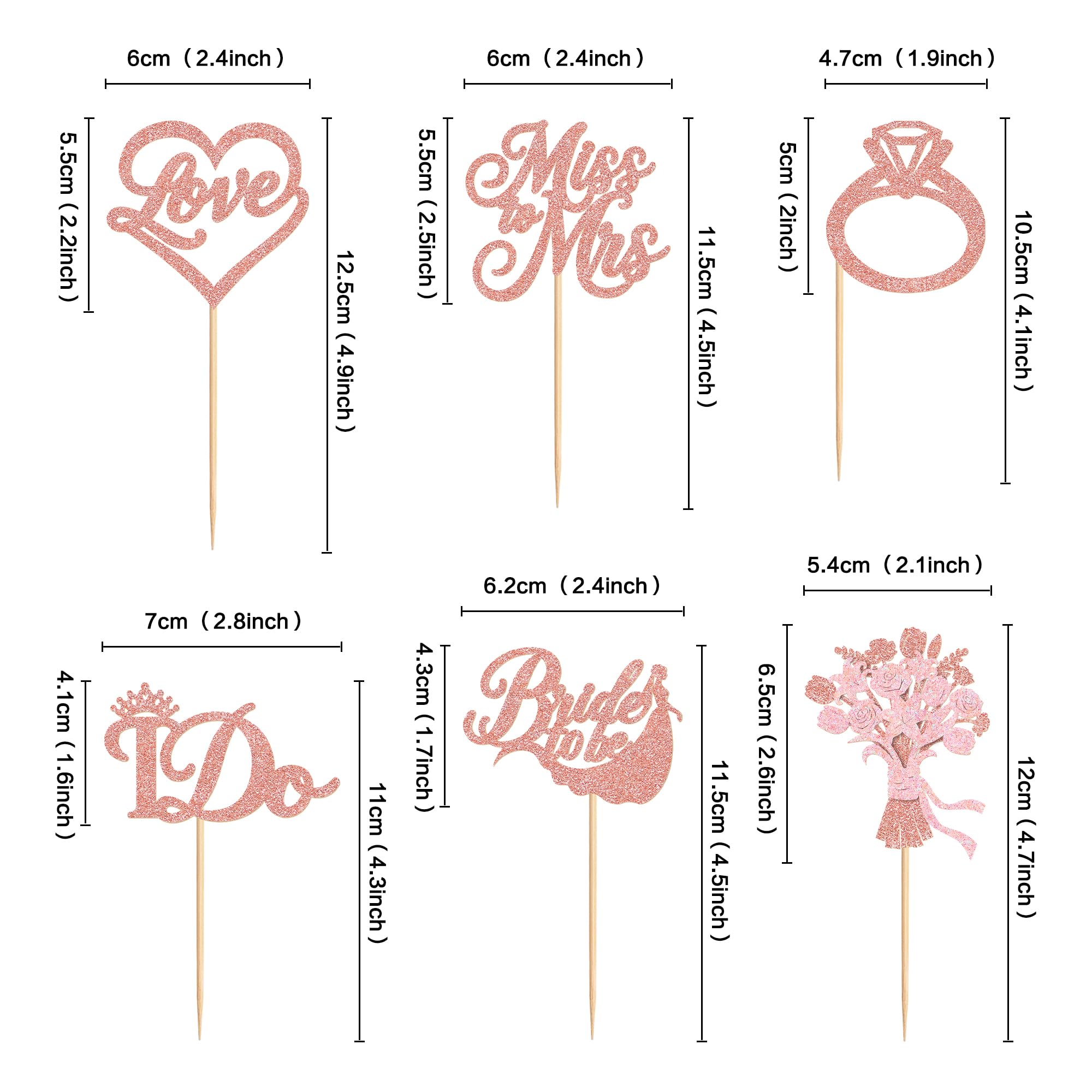 Blumomon 24Pcs Bride to Be Cupcake Toppers Anniversary Cupcake Decoration Bridal Shower Bachelorette Party Hen Party Supplies Engagement Cupcake Decorations - Image 2