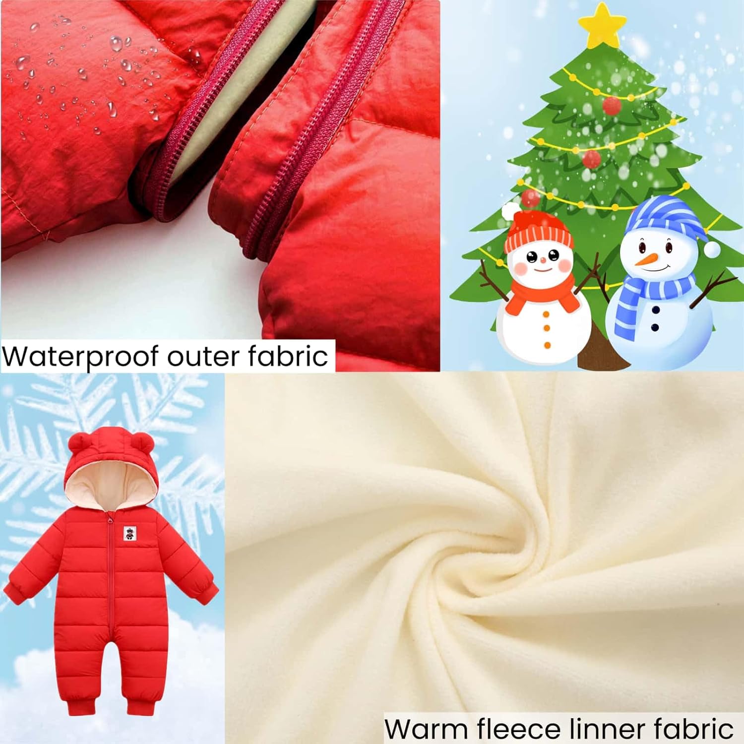 Ohrwurm Baby Snowsuit Winter Coat Fleece Lining Warm Hoodie Romper Puffer Jacket