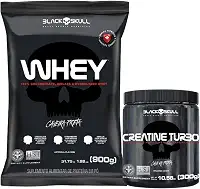 Kit Whey Protein 900g Refil + Creatina Turbo 300g Black Skull | Kit para Ganho de Massa Muscular (Chocolate)