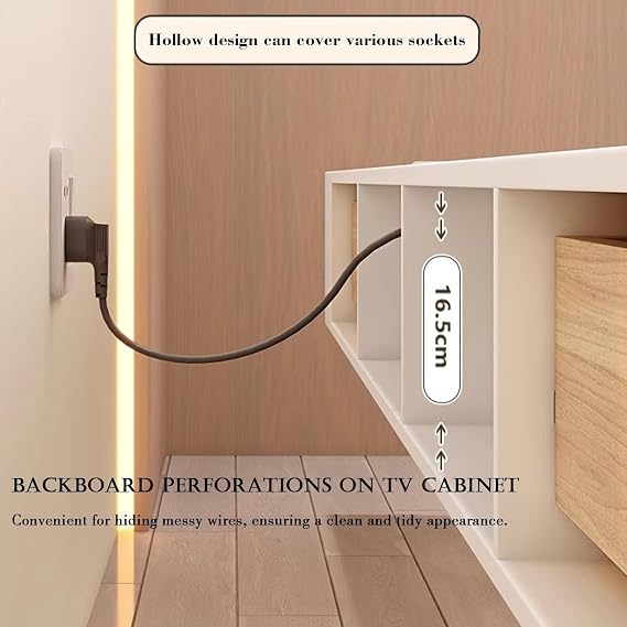 Floating tv unit Floating TV Cabinet Wall Mounted Home Storage Cabinet With Doors Entertainment Media Console Solid Wood Modern Living Room Round Corner (White, 160cm)