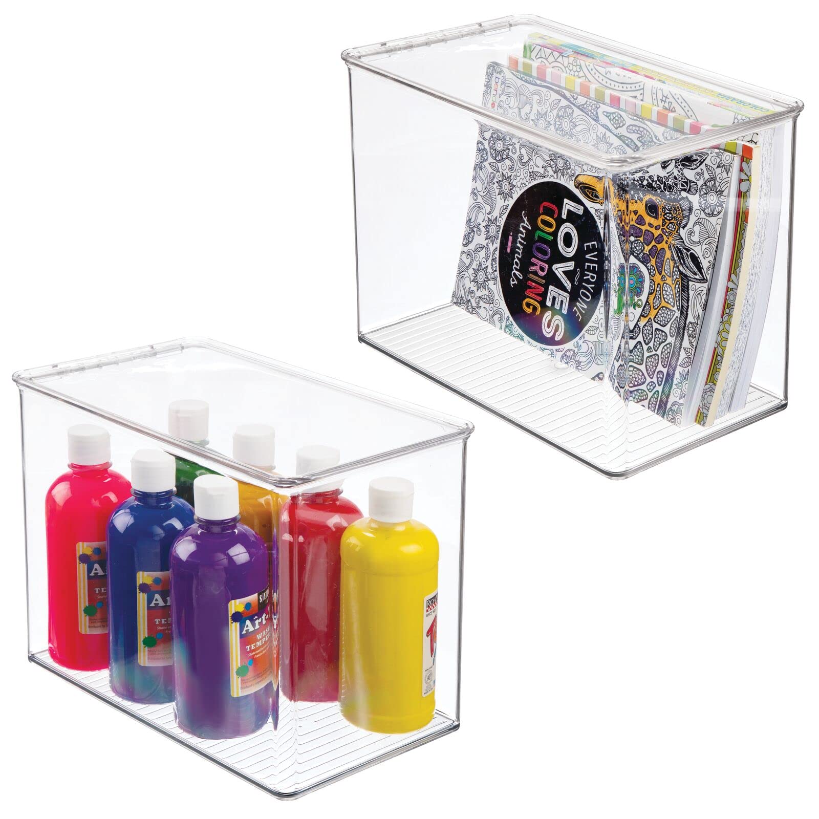 MDesign Stapelbare Aufbewahrungsboxen (8 Stück) – Transparent, Mit Deckel, Für Spielzeug, Bastelzeug & Kleinteile