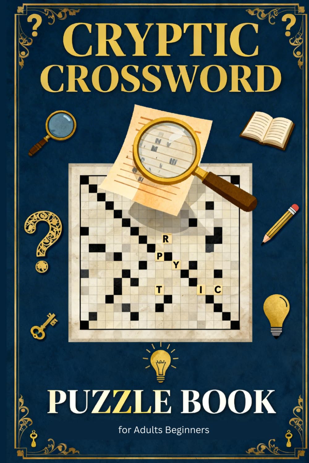 Cryptic Crossword Puzzle Books for Adults Beginners: 60 Beginner-Friendly Cryptic Crossword Puzzles with Clear Clues & Solving Tips | Large Print | 6×9 Inches | Complete Solutions Included
