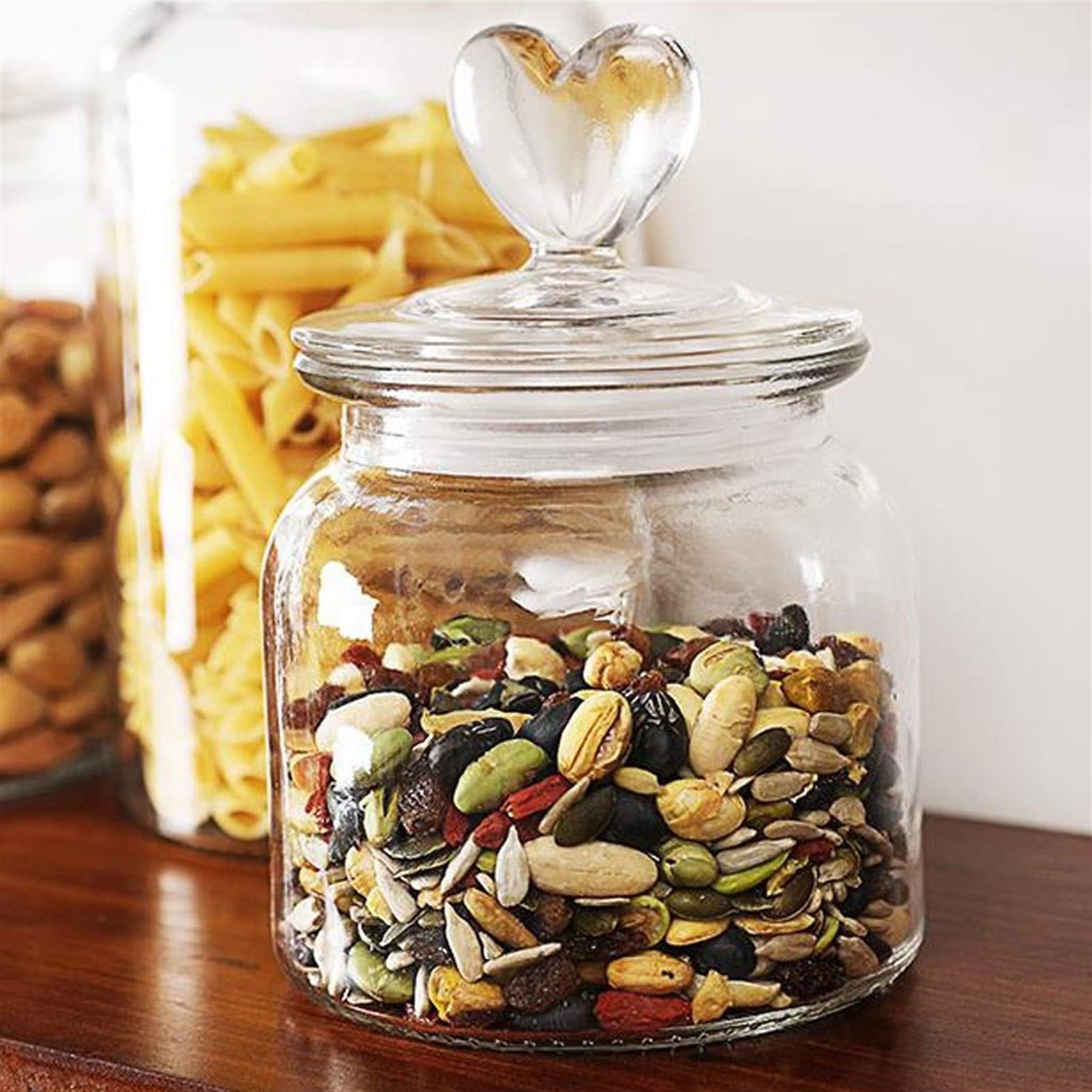 Botes para Alimentos Tarro 2 piezas de vidrio con tapa, Hermético envase de cristal de almacenamiento for alimentos, harina, pasta, café, dulces, aperitivos y Más, botes de cristal for el Hogar & Coci