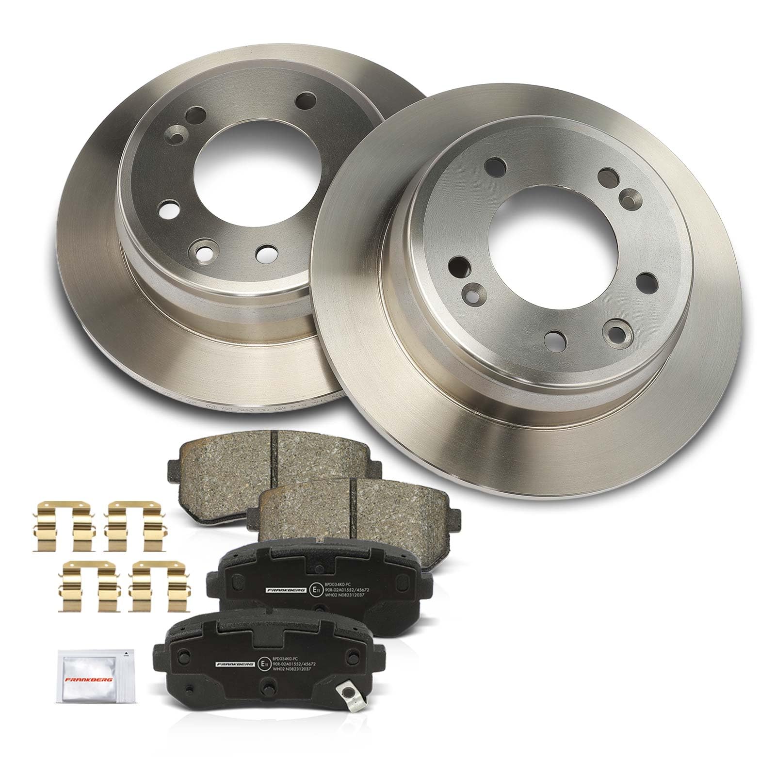 Frankberg 2x Bremsscheiben + 4x Bremsbeläge Hinten 583021HA10, 58302D7A00 | Kompatibel mit Sportage SL, Pro Cee'D ED, Cee'D SW ED, iX35 EL ELH LM, Cee'D Hatchback ED, i30 FD, i30 Kombi FD