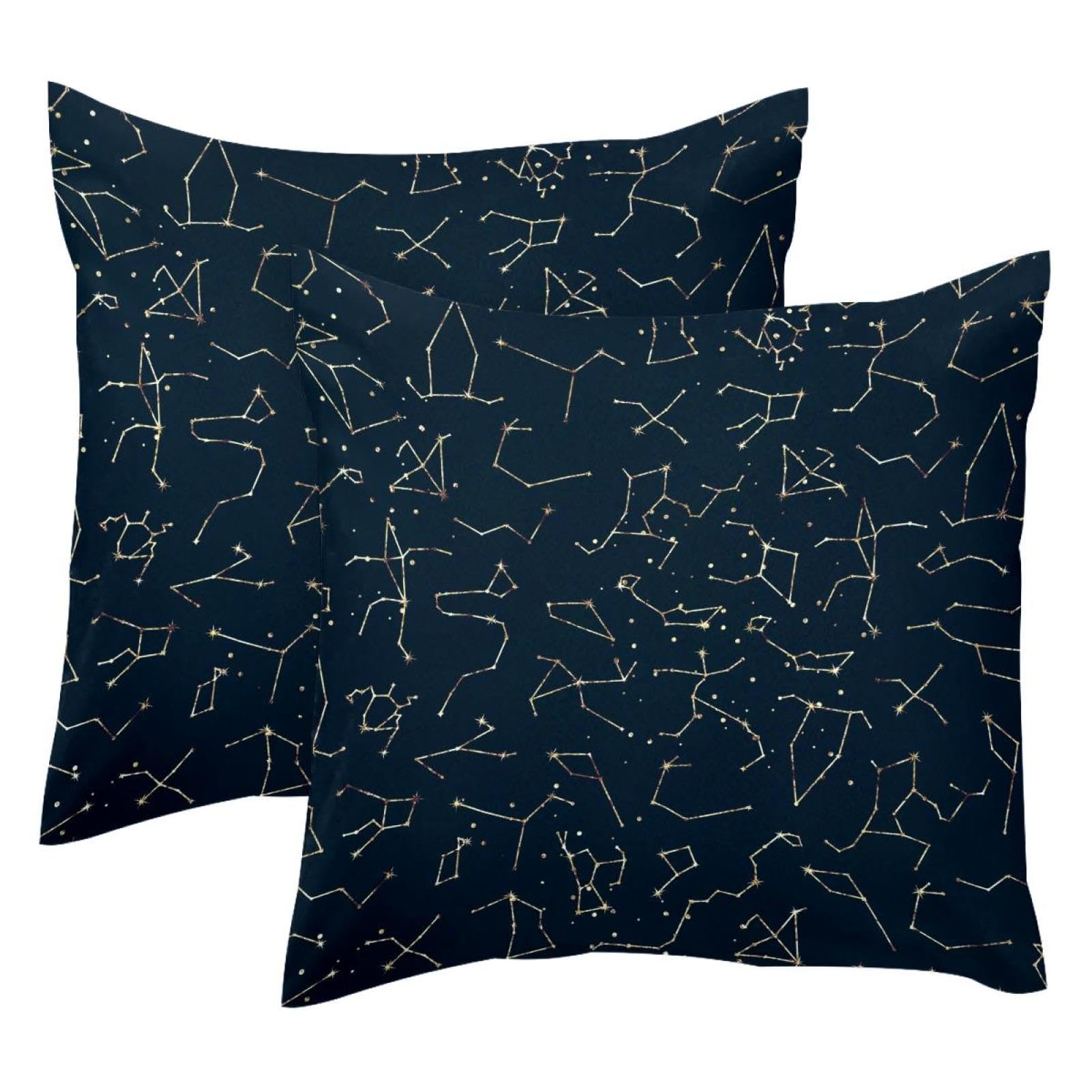 Housses de coussin constellation de Noël 40x40 dorées haut de gamme