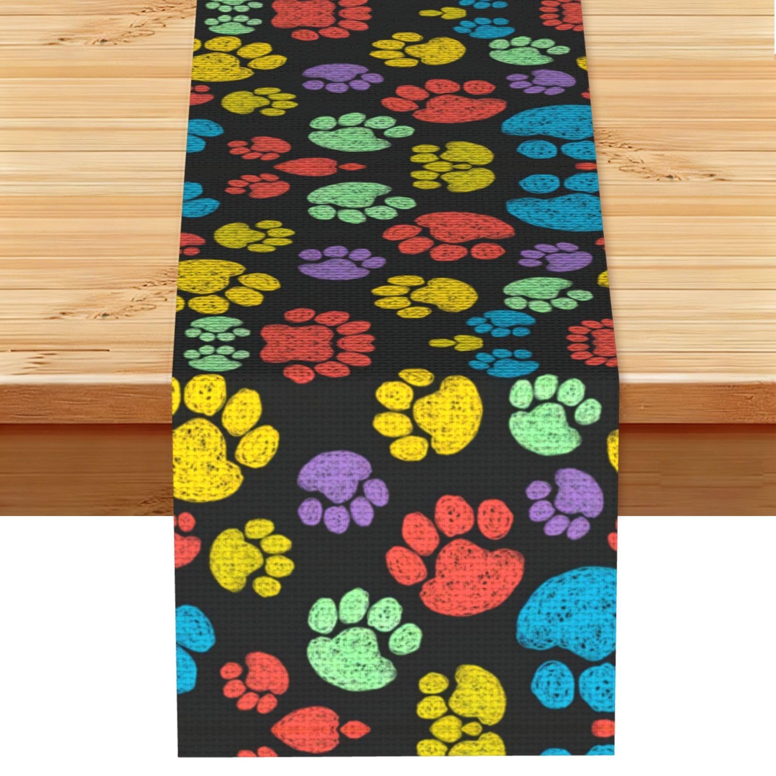 Dog Paws Print Linen Feel Table Runner Wedding Party Home Decoration