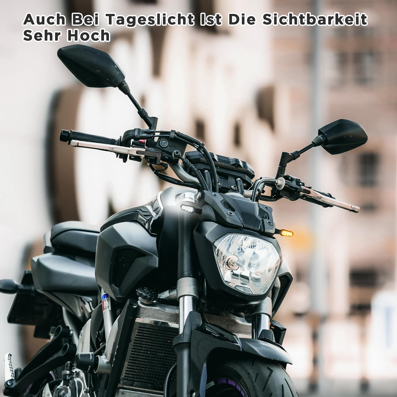 evermotor Mini 3-Perlen-Design LED Blinker Motorrad E-geprüft,CNC Aluminium Gehäuse,12V 4 Stück, mit Positionslicht,Universal für E-Bike/Scooter,2x Amber & Weiß,2x Amber & Rot