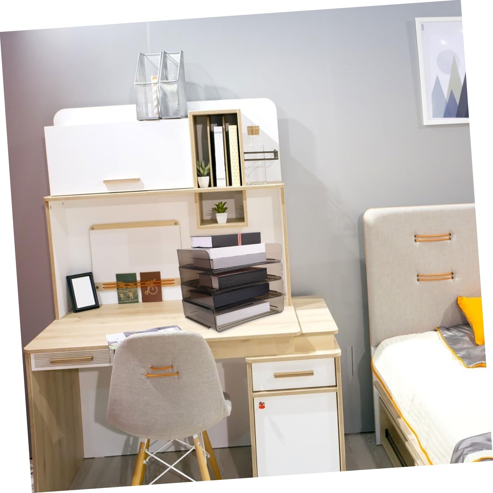 VILLCASE Estante para Documentos de Acrílico Transparente Organizador de Escritorio Multiusos para Almacenamiento de Papel Libros y Materiales de Oficina para Despacho