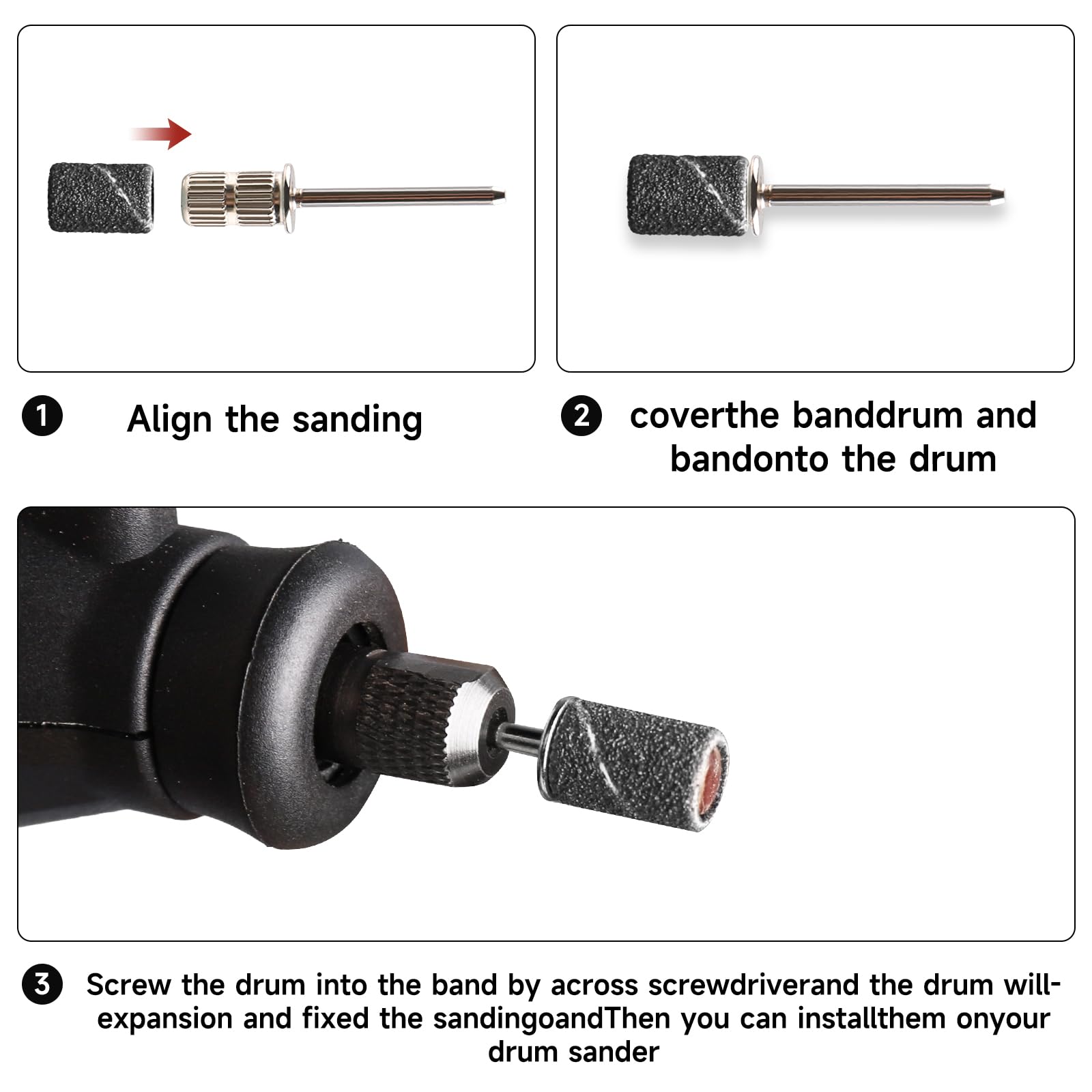 Set Levigatura Per Dremel | 150 Pezzi Con Cilindri Abrasivi E Mandrini | Grana 80 E 120 - Foto 6