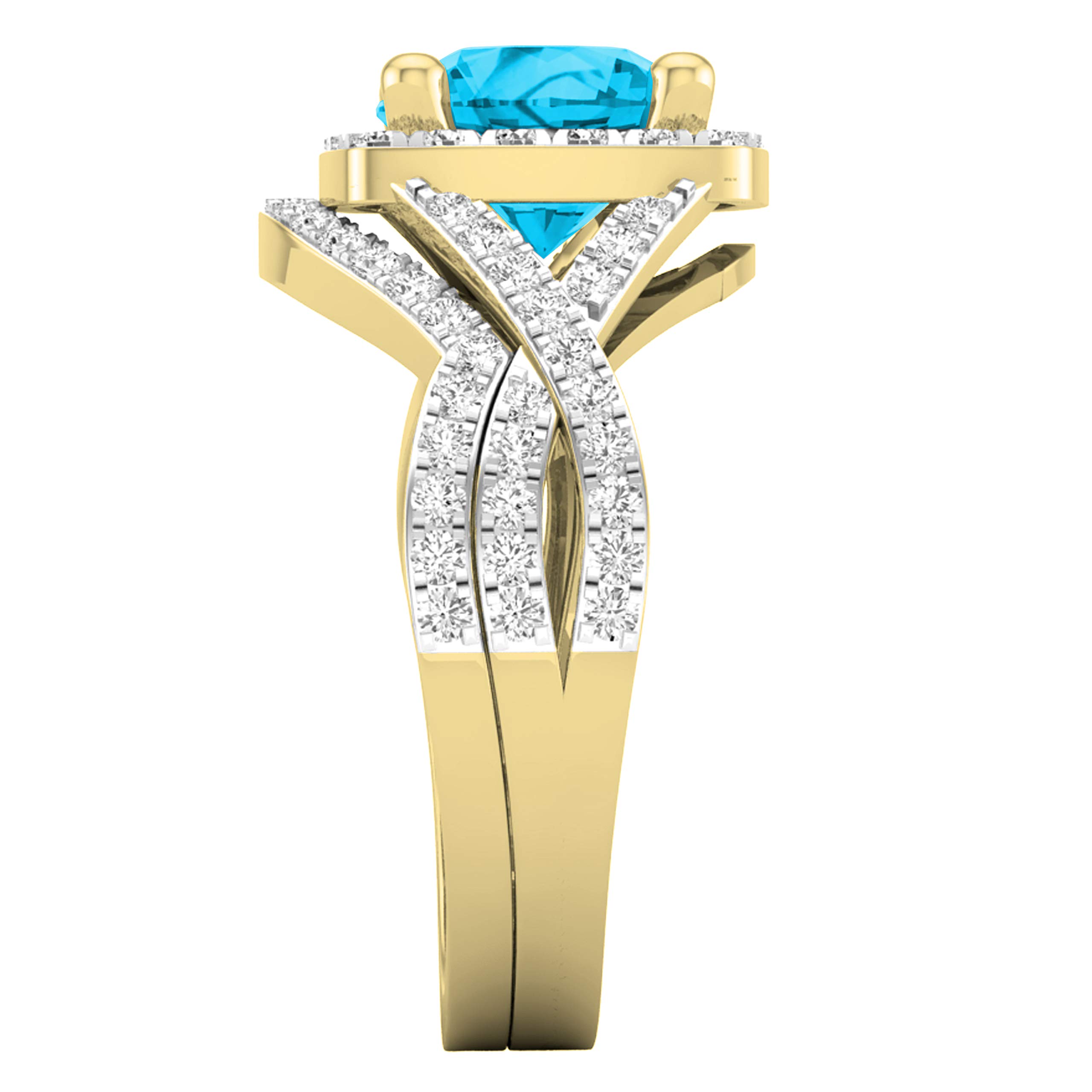 DazzlingRock Collection 10 quilates oro amarillo redonda Blue White topacio azul