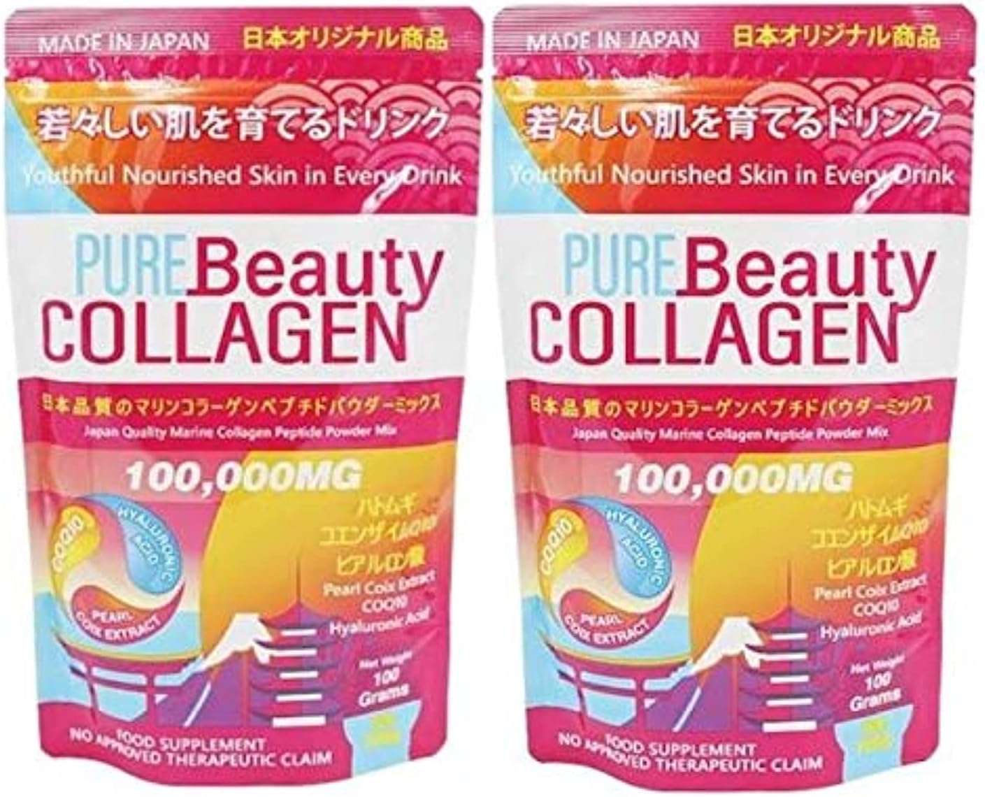 Pure Beauty Collagen 100,000mg (2-Pack) - Manufactured in Japan