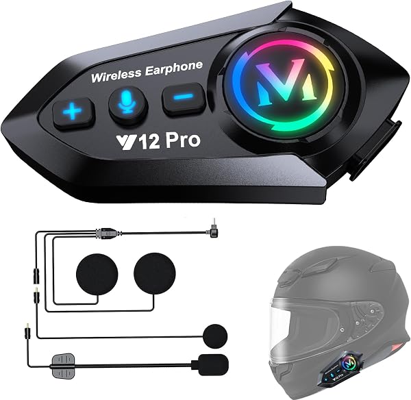 2 x Auricolare Casco Moto Bluetooth 5.4 Interfono Moto Casco Coppia con Doppio Chip per Multitasking Audio Cuffie 500M Sistema di Comunicazione Casco 2 Motociclisti Compatibile con Tutti i Caschi - 1