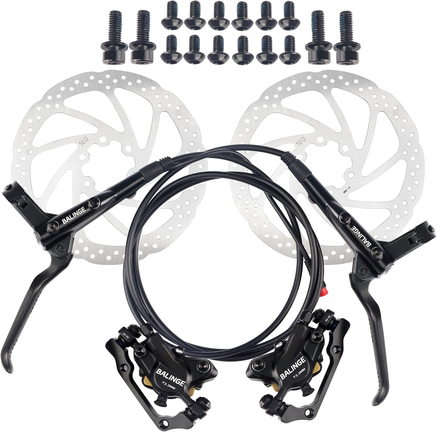 ZUKKA MTB Hydraulisches Scheibenbremsen Set und 2 6-Loch Scheibe 160 mm Disc Bremsscheiben für MTB, Elektrofahrrad Links Vorne 800mm Hinten Rechts 1550mm