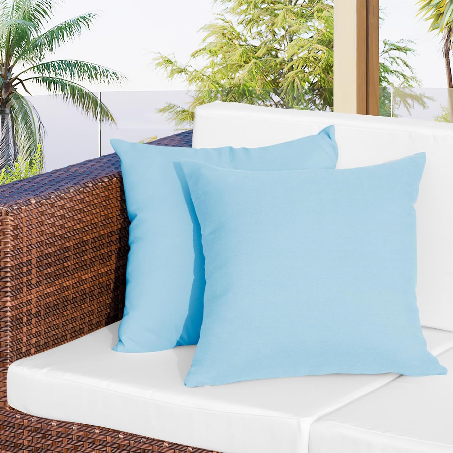 EasyGoing 20x20 inch Pack of 2 Outdoor Waterproof Pillow Covers Only Patio Throw