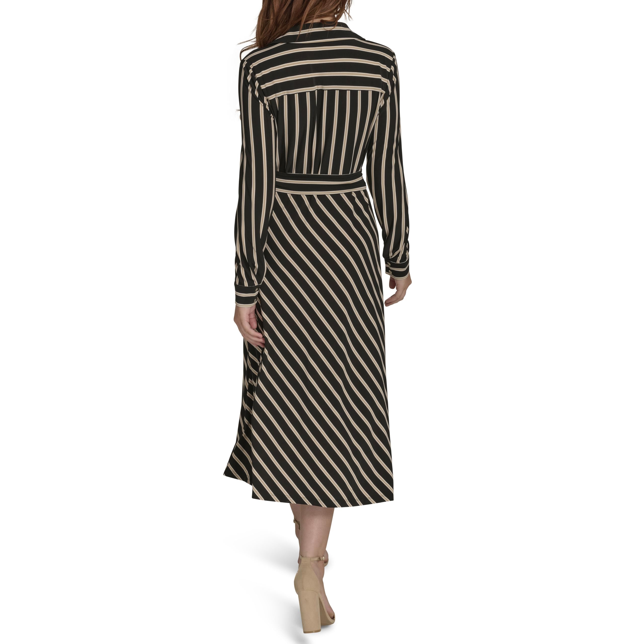 Tommy Hilfiger Long Sleeve Collared Self Tie Midi Shirtdress Vestido Informal Mujer