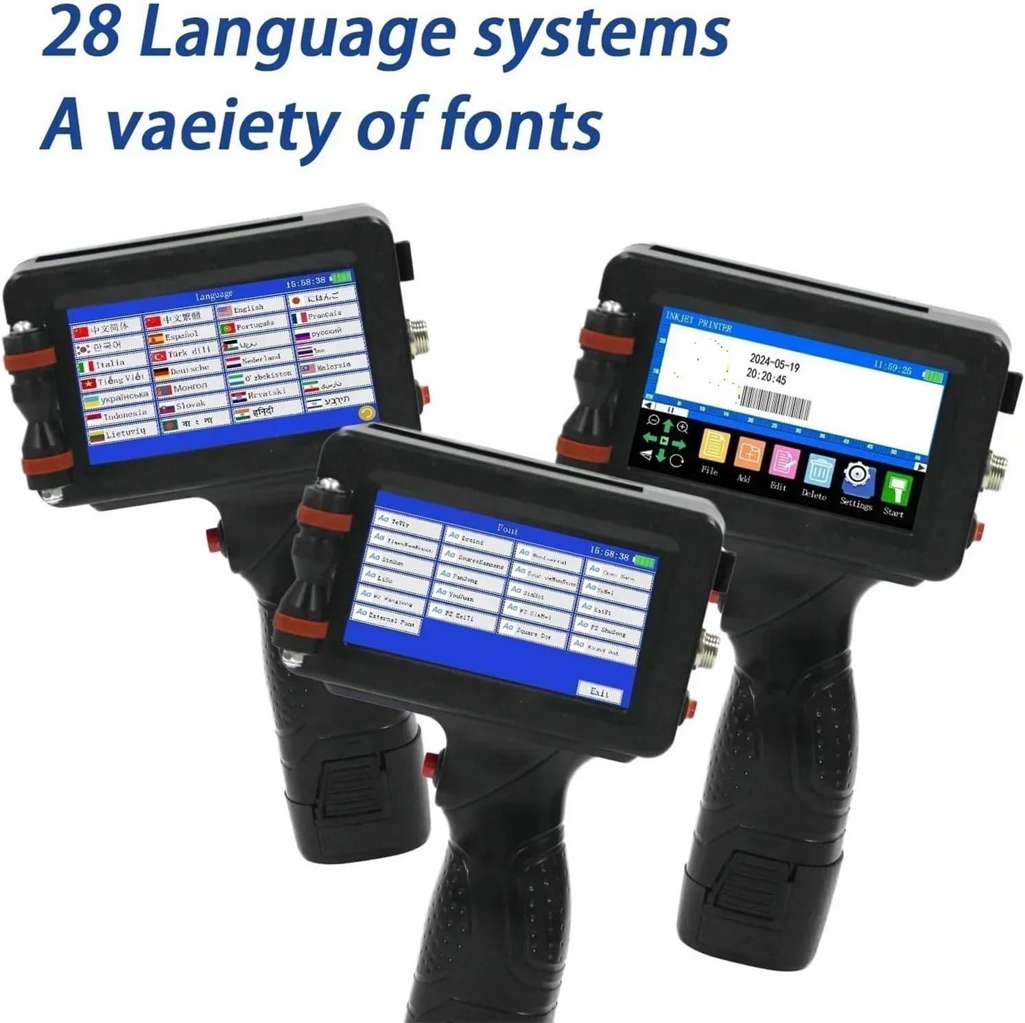 0.5/1 inch 600DPI Portable Handheld Inkjet Printer for Text QR Barcode Batch Number Logo(25.4mm with 1 Ink,JP)