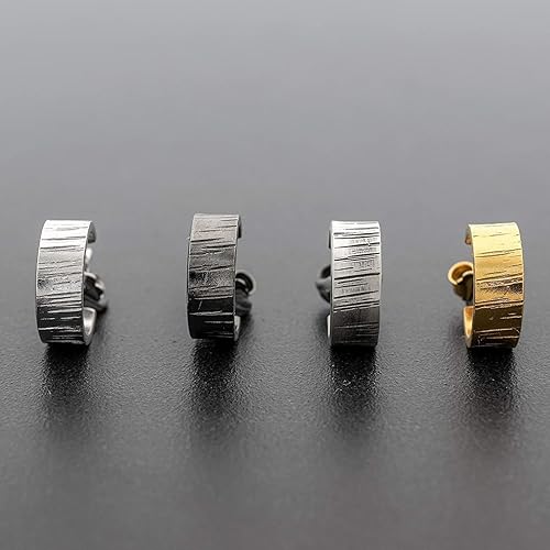 Miniatura 4 de Handmade Hoop Earrings Sterling silver huggie hoop earring for men hoop earring men earring hoop men for boyfriend birthday men jewelry black