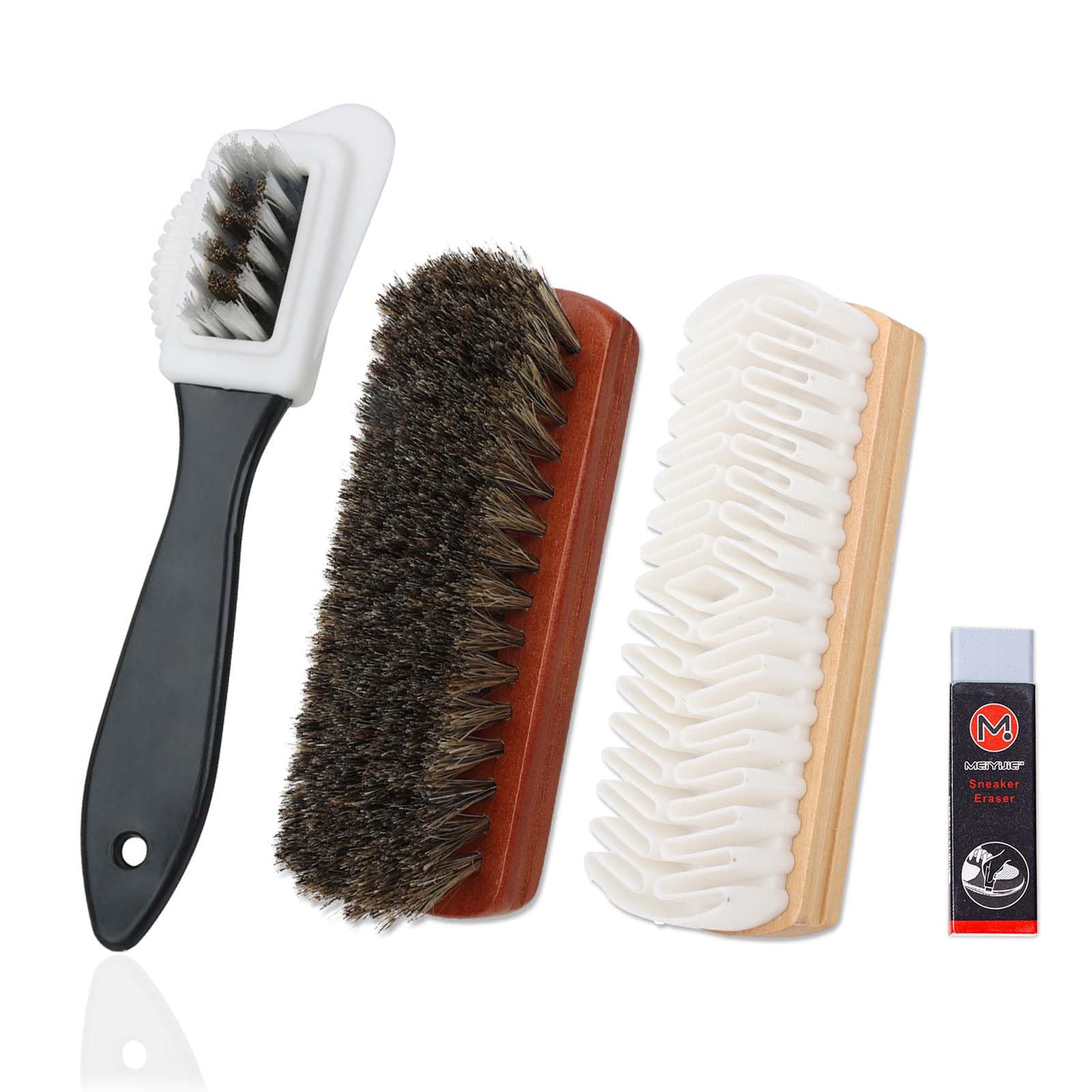 Lot De 4 Brosses à Chaussures Daim - Brosse Daim La Brass Gomme + Chiffon - Nettoyage Cuir Nubuck Velours