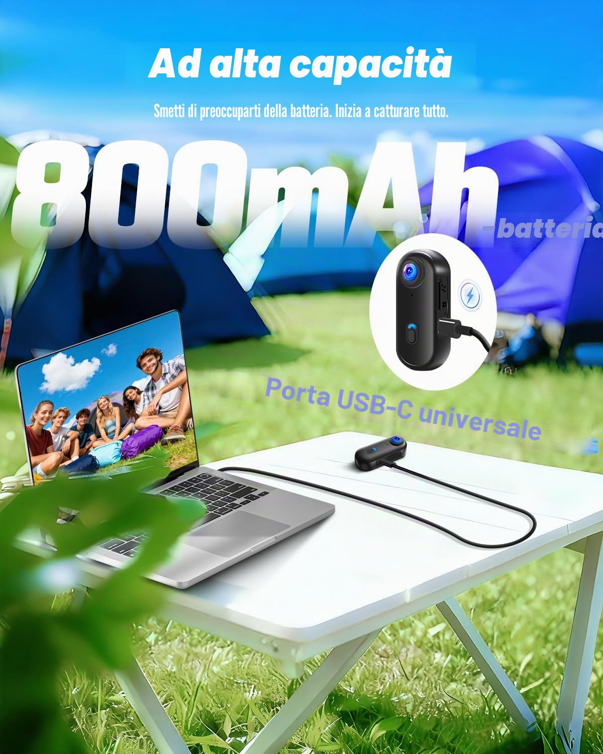 Mini Action Cam 4K Con Scheda da 64 GB, Body Cam WIFI Magnetica, a Mani Libere, POV con Clip Ruotabile a 360°, Custodia Impermeabile per Passeggiate con Animali Domestici, Bicicletta, Vlog