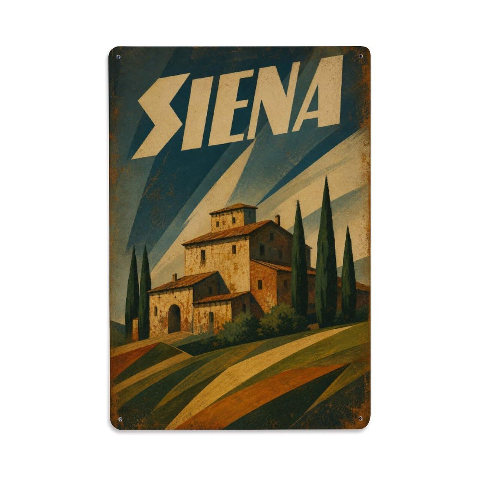 Huiyhb 8X12inch(20X30cm) Vintage Travel Siena Countryside Farmhouse Tuscan Villa Metal Tin Sign
