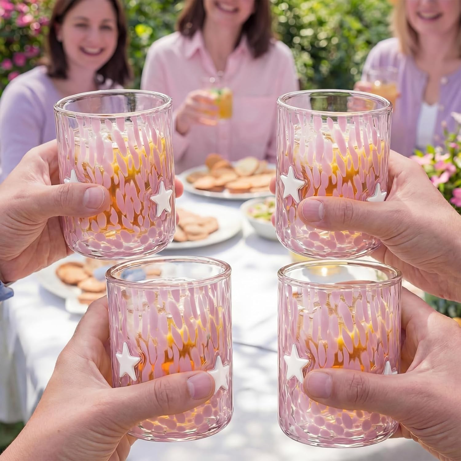 Pink Confetti Star Icon Juice Glass 14 oz Star Icon Glasses Cups