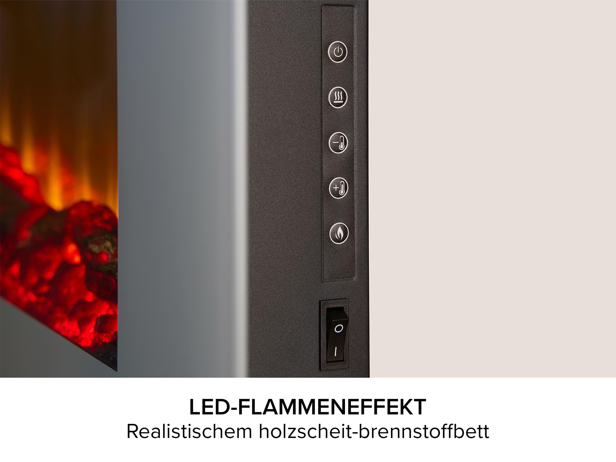 Sureflame WM-9505 Elektrischer Wandkamin mit Fernbedienung in Grau, 107 cm