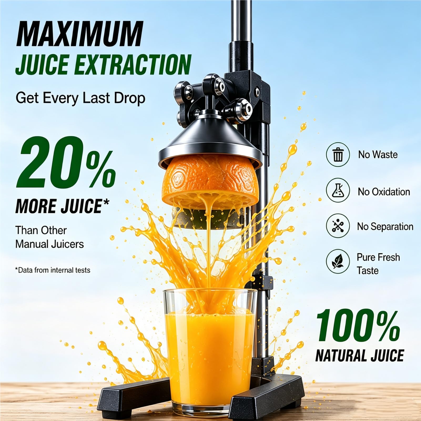 Professionale Ghisa Spremiagrumi Manuale con Manico Ergonomico Lung
