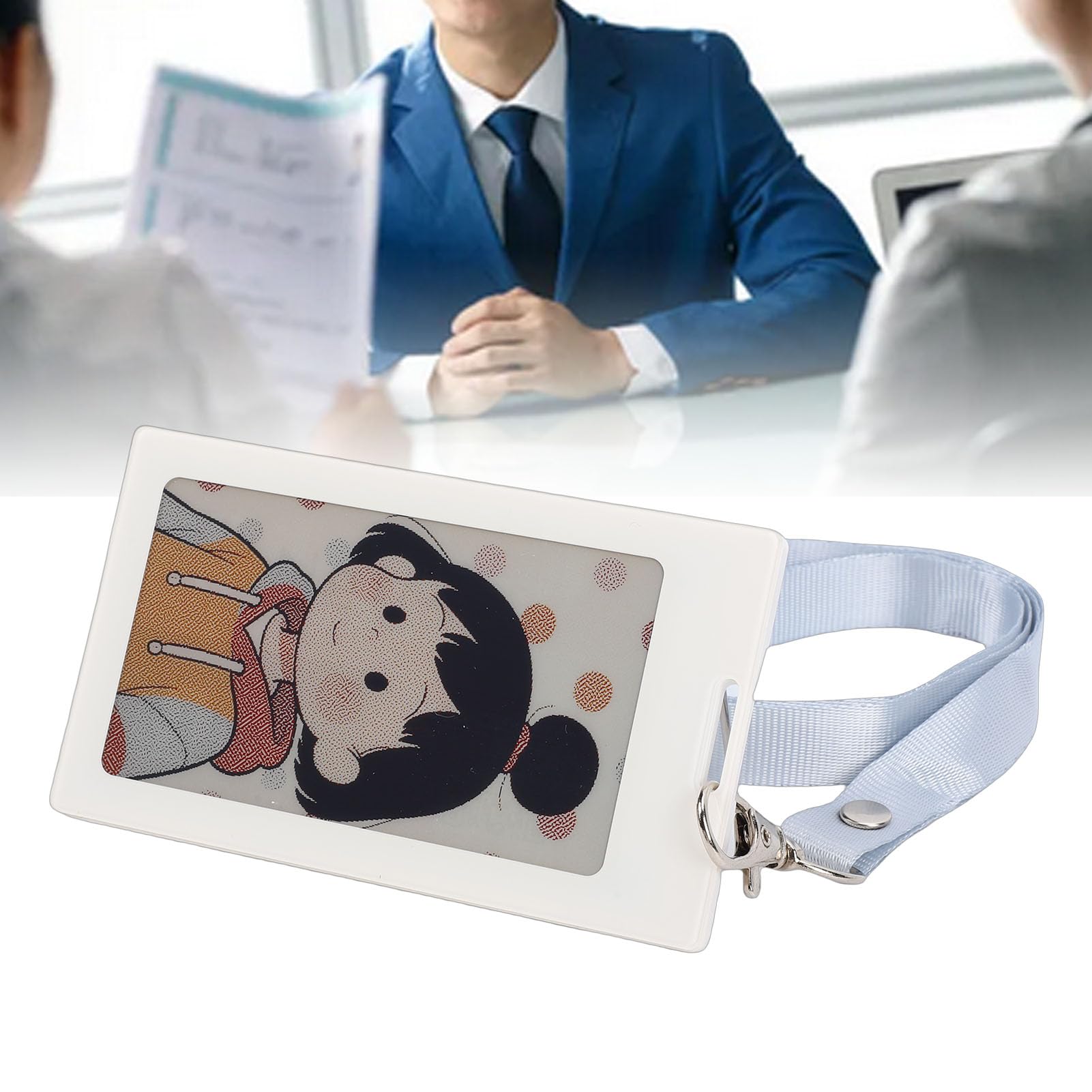 Sxhlseller Porte-Badge D'identification Intelligent E-Ink, Badge Nominatif électronique Passif NFC de 3,7 Pouces avec écran E-Paper, étiquette Nominative Numérique Réutilisable étanche à