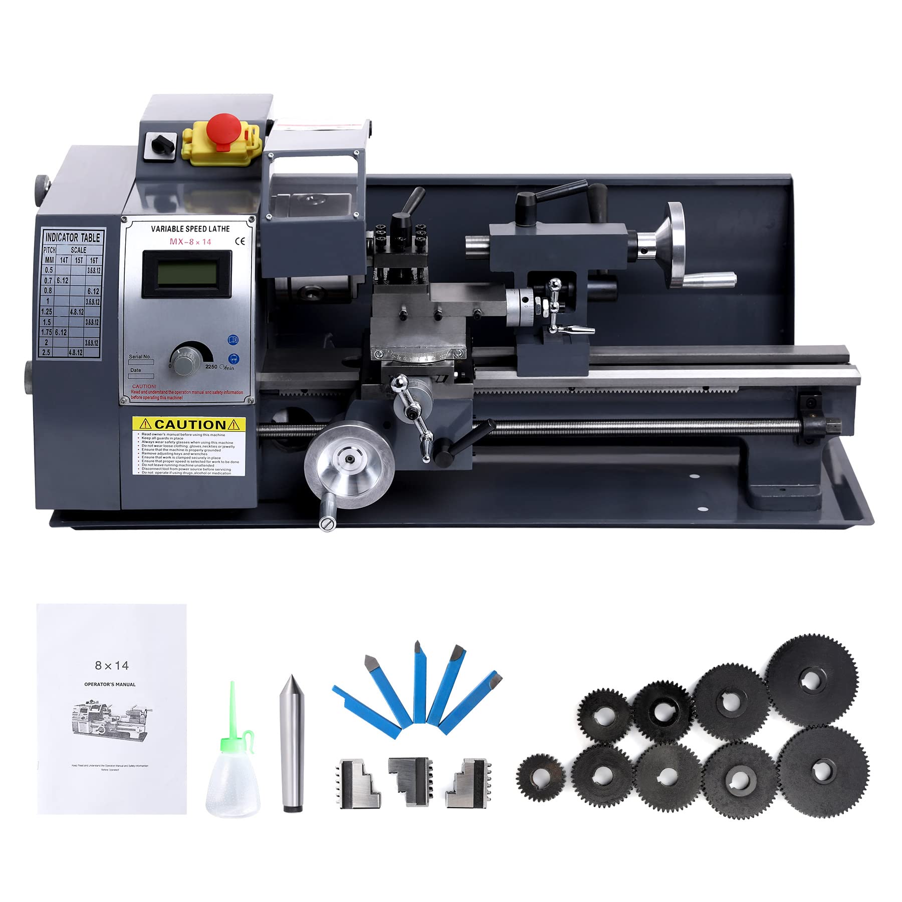 Buy CREWORKS 600W 8''x14'' Mini Metal Lathe with LCD Display, HP Motor Mini Benchtop Metal Lathe