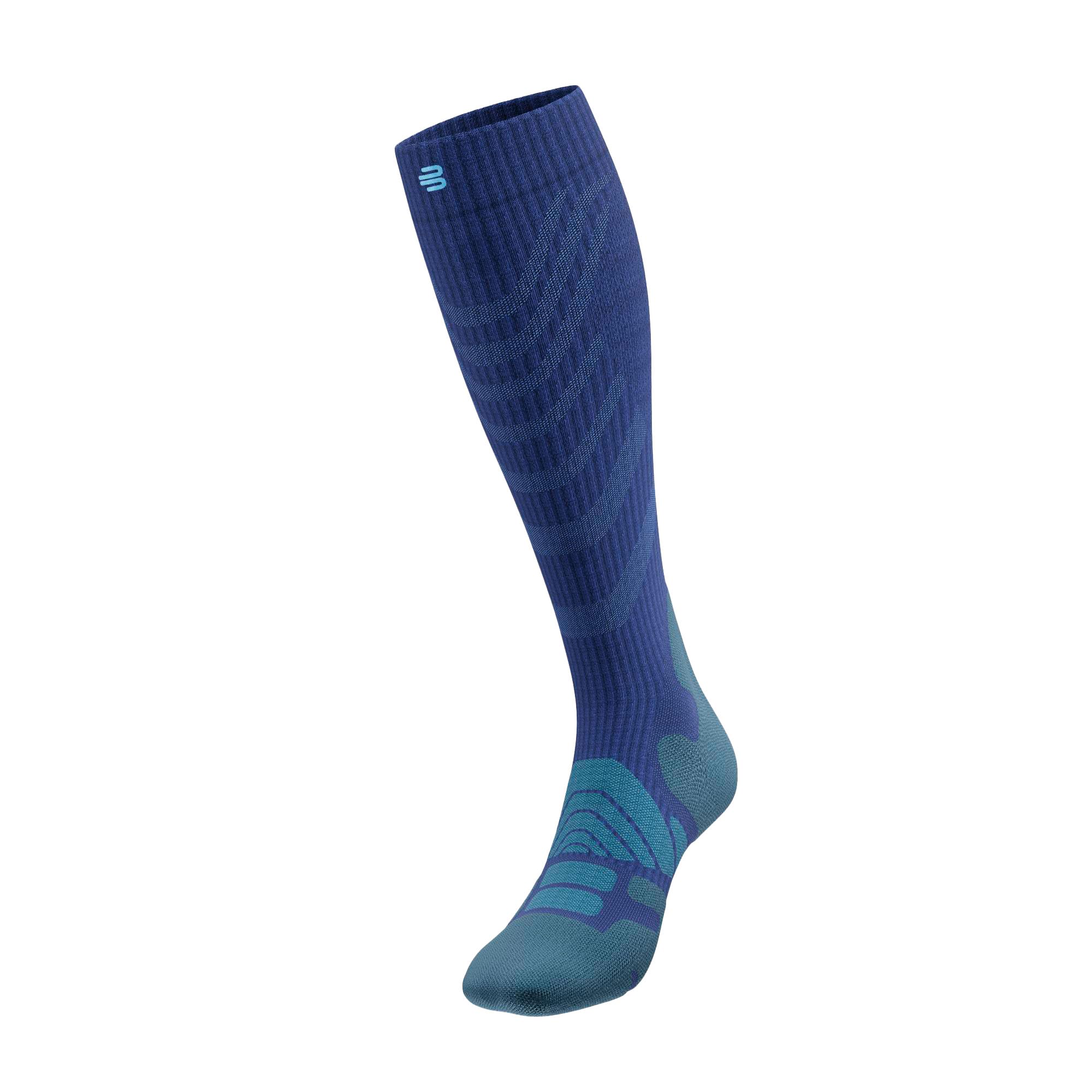 Bauerfeind Skarpety trekkingowe Outdoor Performance Mid Cut Socks" do aktywności na świeżym powietrzu, takich jak wędrówki (trekking, wędrówka), 1 para skarpet sportowych z wełny (Merino), niebieski