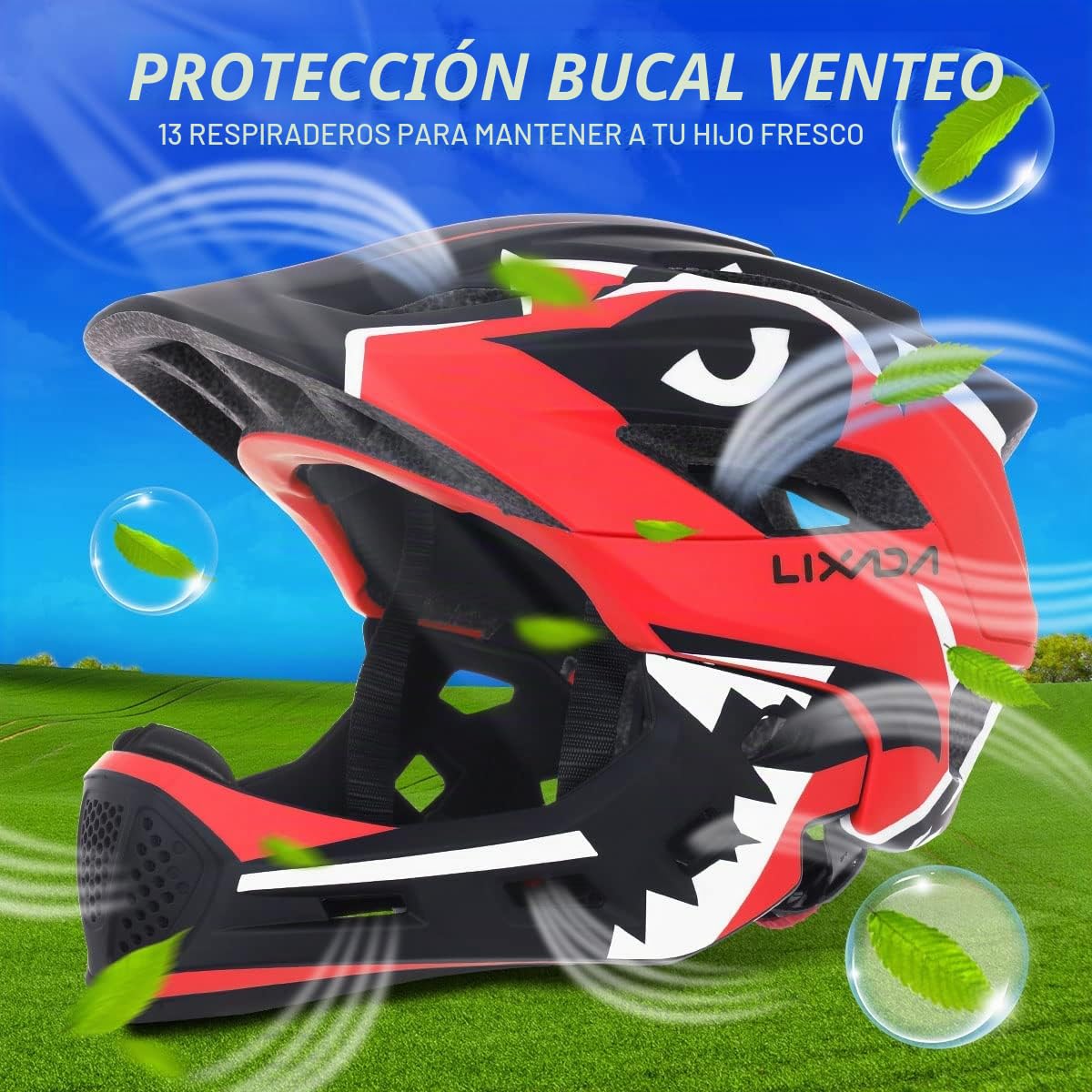 Lixada Casco desmontable de cara completa para niños, casco de seguridad deportivo para ciclismo, patinaje, patinaje sobre ruedas