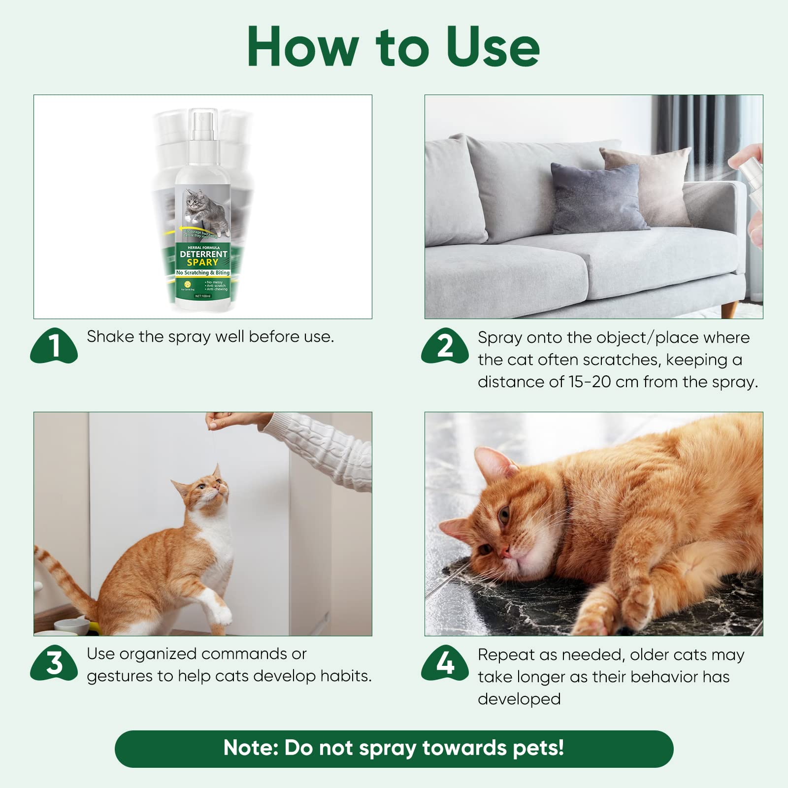 Repellente Per Gatti, Efficace Naturale Dissuasore per Gatti&Cani per mobili la Protezione del Divano del Pavimento